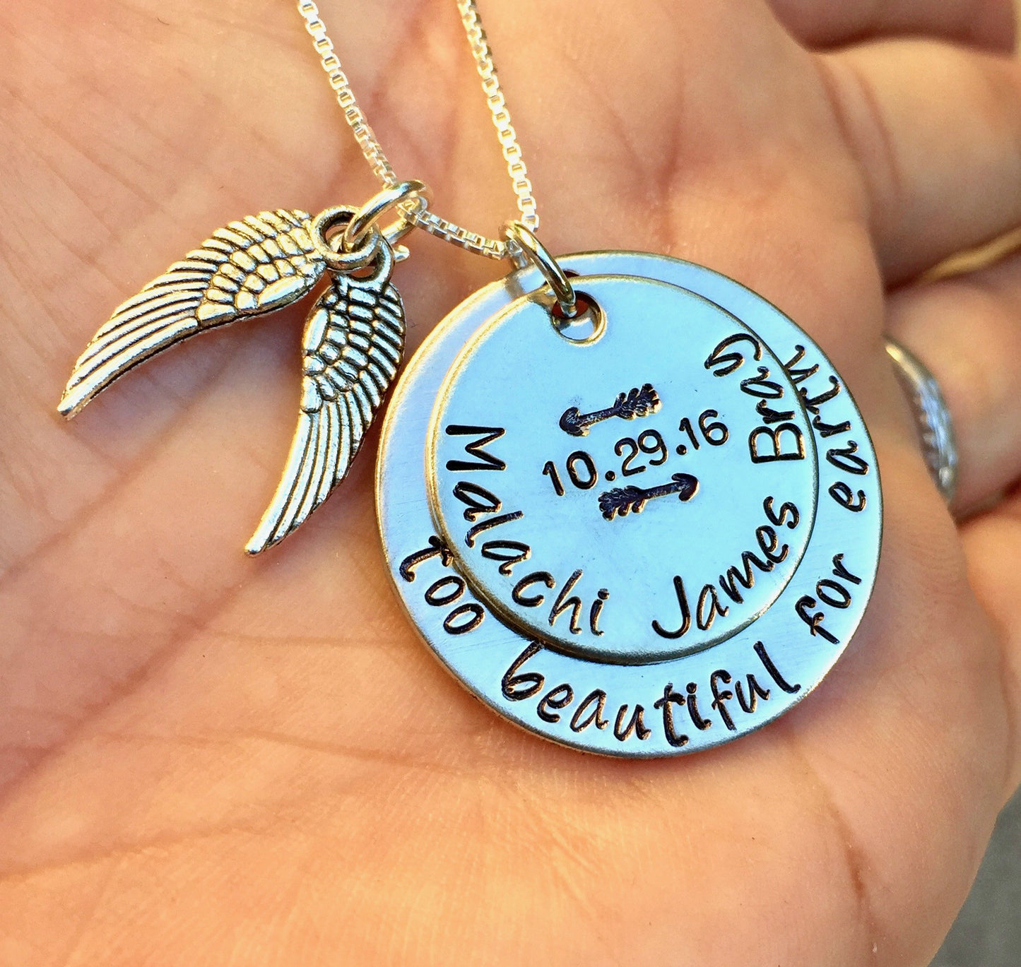 Too Beautiful For Earth Necklace, Memorial Necklace, Personalized Necklace, Natashaaloha - Natashaaloha, jewelry, bracelets, necklace, keychains, fishing lures, gifts for men, charms, personalized,
