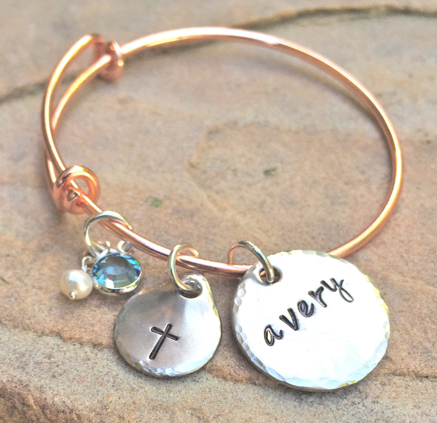 First Communion Gifts, Toddler Bangle, Personalized Toddler Bangle, Baptism Gifts For Kids, Baptism Bangle Bracelet, Hand Stamped Bangle - Natashaaloha, jewelry, bracelets, necklace, keychains, fishing lures, gifts for men, charms, personalized,