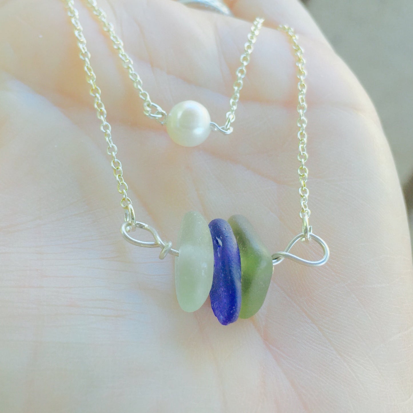 Sea Glass Necklace, Pearl Necklace, Hawaiian Jewelry, Natashaaloha - Natashaaloha, jewelry, bracelets, necklace, keychains, fishing lures, gifts for men, charms, personalized,