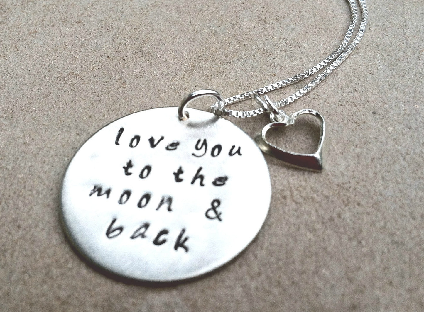 Mother Daughter Necklace, I Love You To The Moon And Back Jewelry, Daughter Necklace, Natashaaloha, Personalized Hand Stamped Jewelry - Natashaaloha, jewelry, bracelets, necklace, keychains, fishing lures, gifts for men, charms, personalized,