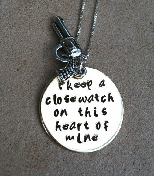 Johnny Cash Necklace, I Keep A Close Watch, Natashaaloha - Natashaaloha, jewelry, bracelets, necklace, keychains, fishing lures, gifts for men, charms, personalized,