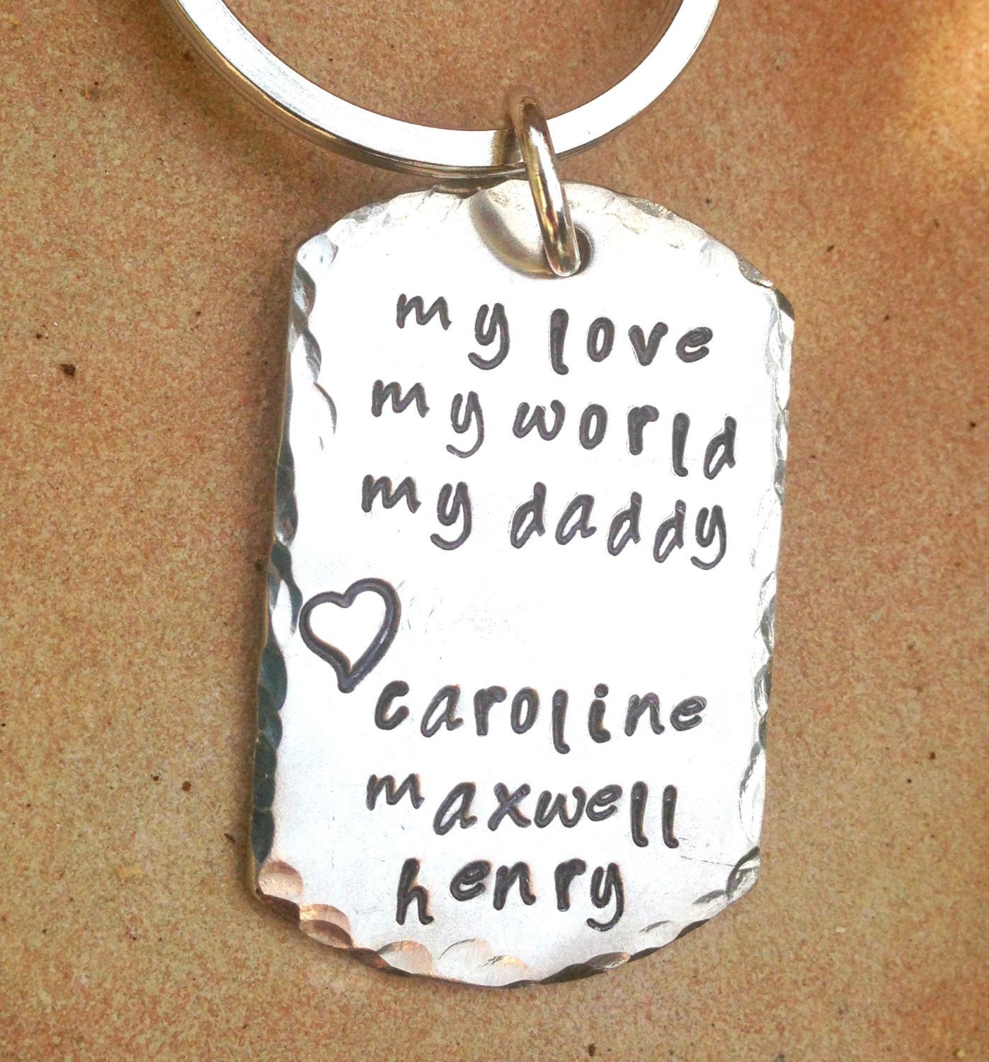 Father's Day Keychain, Personalized Keychain For Dad, Hand Stamped Keychain, Boyfriend Gift, Personalized Custom Keychain, natashaaloha - Natashaaloha, jewelry, bracelets, necklace, keychains, fishing lures, gifts for men, charms, personalized,