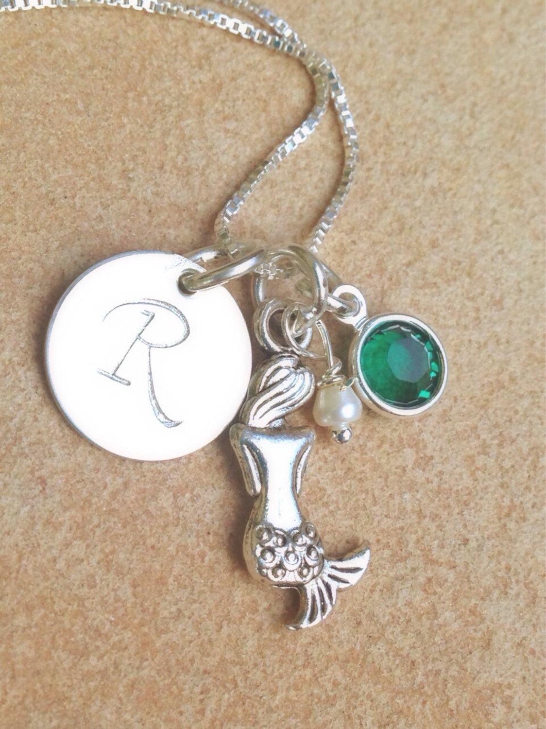 Mermaid Necklace, Initial Necklace, Personalized Mermaid Necklace, Natashaaloha - Natashaaloha, jewelry, bracelets, necklace, keychains, fishing lures, gifts for men, charms, personalized,