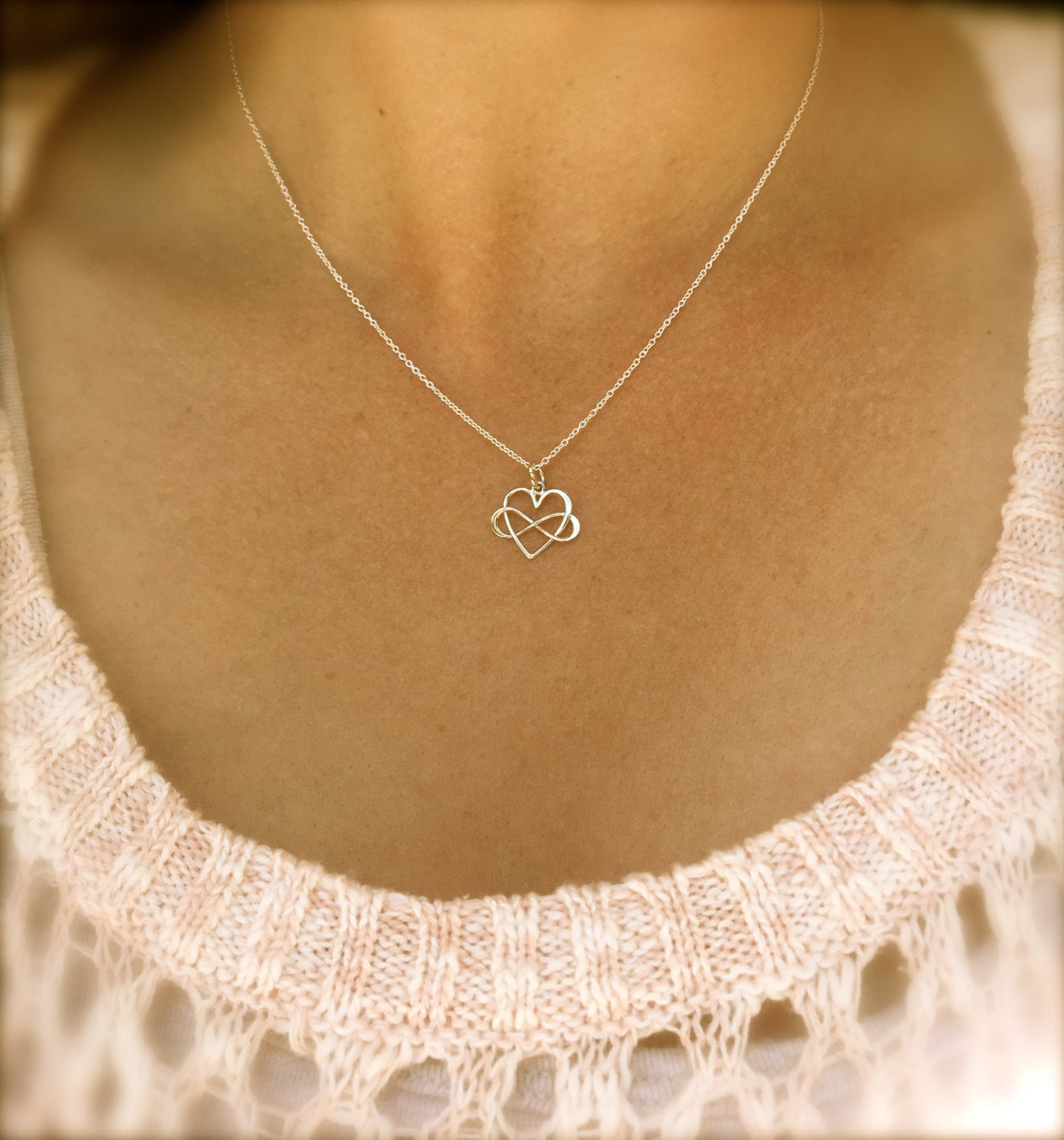 Mom Necklace, Mother Daughter Jewerly, Heart Infinity Necklace, Tied Together Forever Friends,Bridesmaid Necklace, natashaaloh - Natashaaloha, jewelry, bracelets, necklace, keychains, fishing lures, gifts for men, charms, personalized,