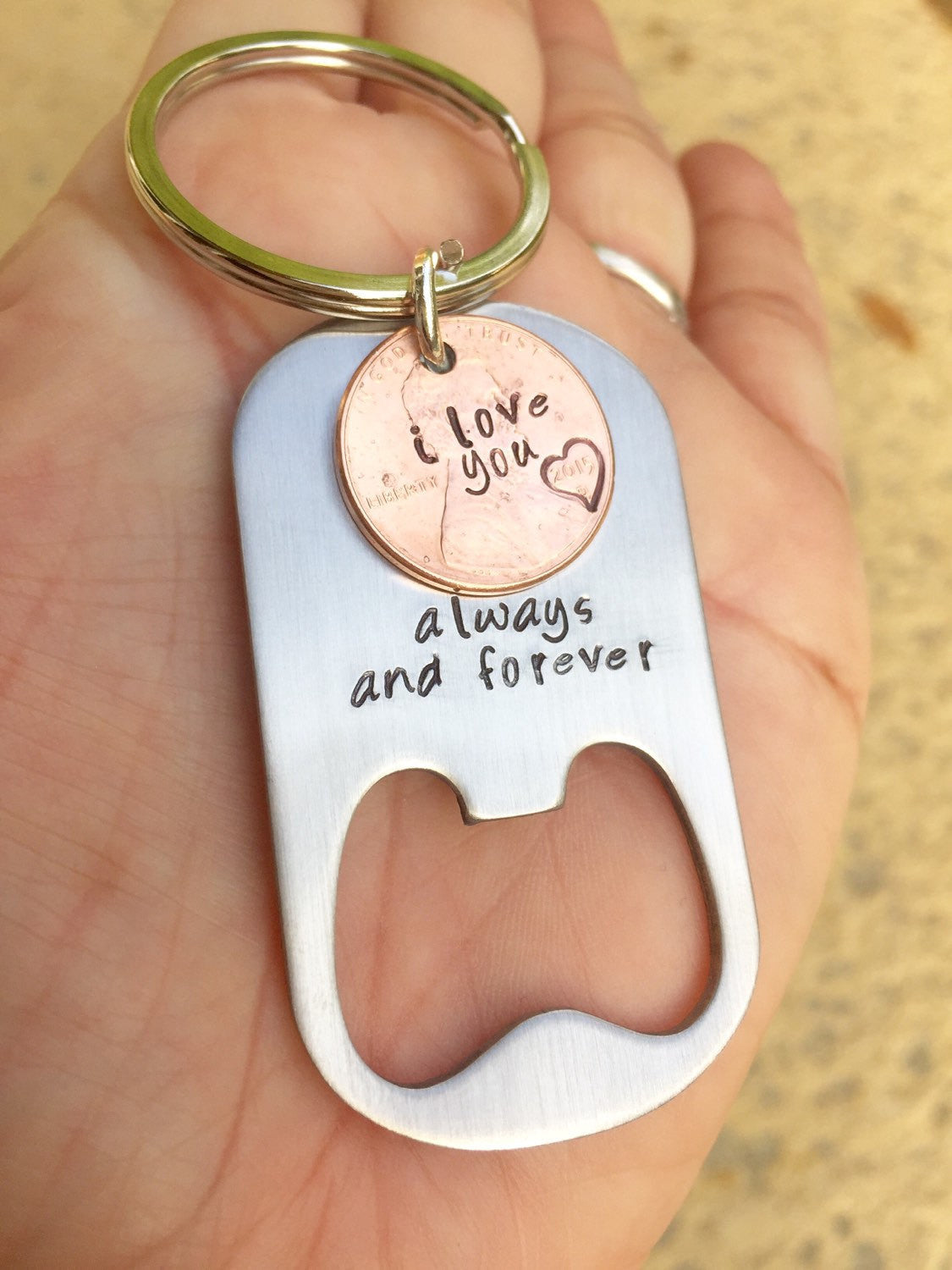 His And Hers Keychain, Couples Keychain, Anniversay Gift, Bottle Opener Personalized Keychain, Penny Keychains, Boyfriend Gifts - Natashaaloha, jewelry, bracelets, necklace, keychains, fishing lures, gifts for men, charms, personalized,