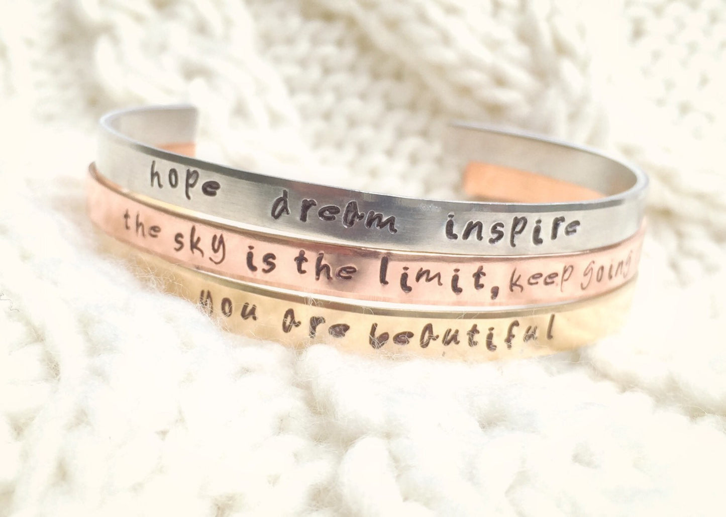 Positive Cuff Bracelets, Christmas Gifts Women, Personalized - Natashaaloha, jewelry, bracelets, necklace, keychains, fishing lures, gifts for men, charms, personalized,