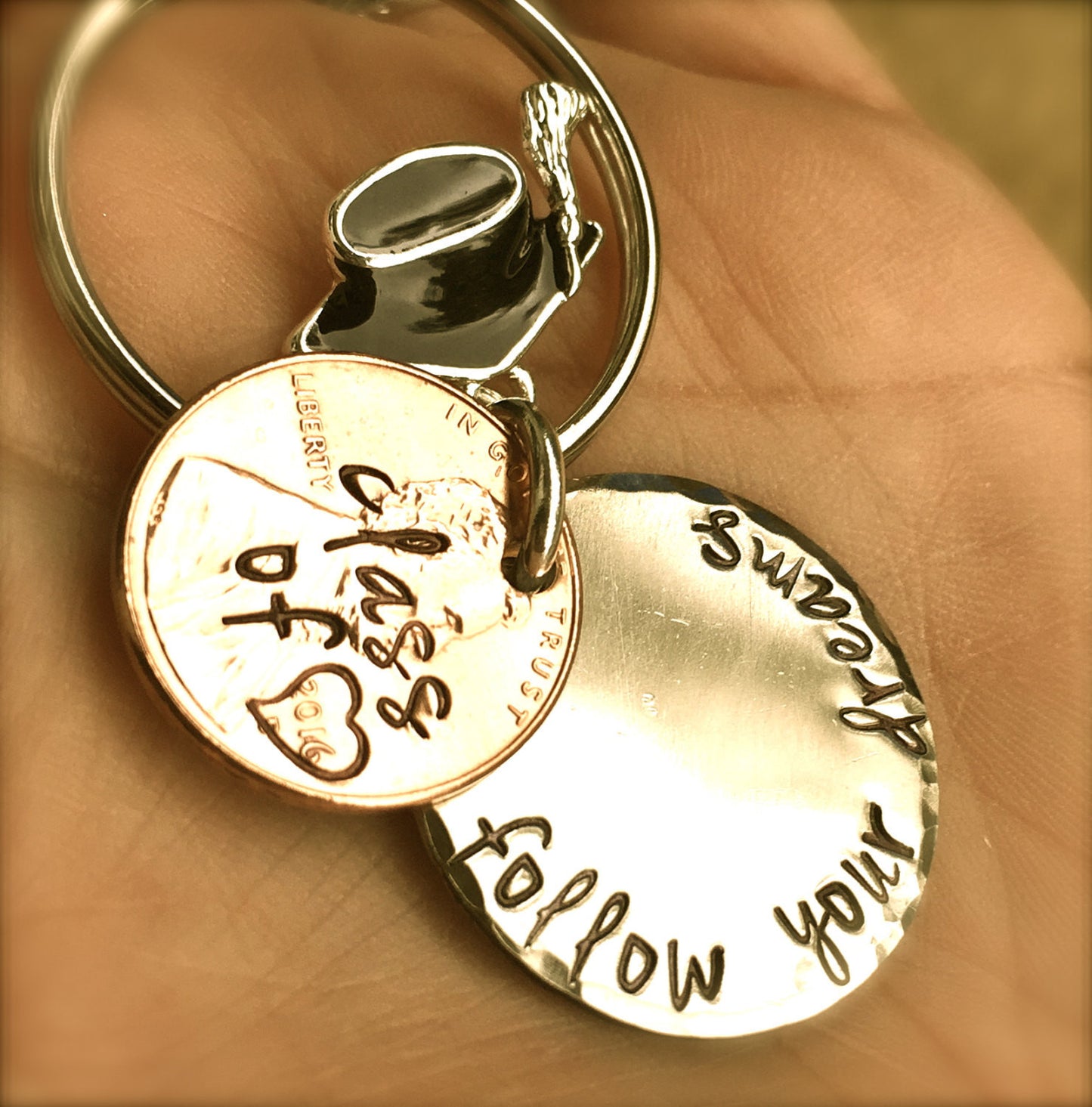 Graduation Gift 2016, Personalized Penny Keychains - Natashaaloha, jewelry, bracelets, necklace, keychains, fishing lures, gifts for men, charms, personalized,