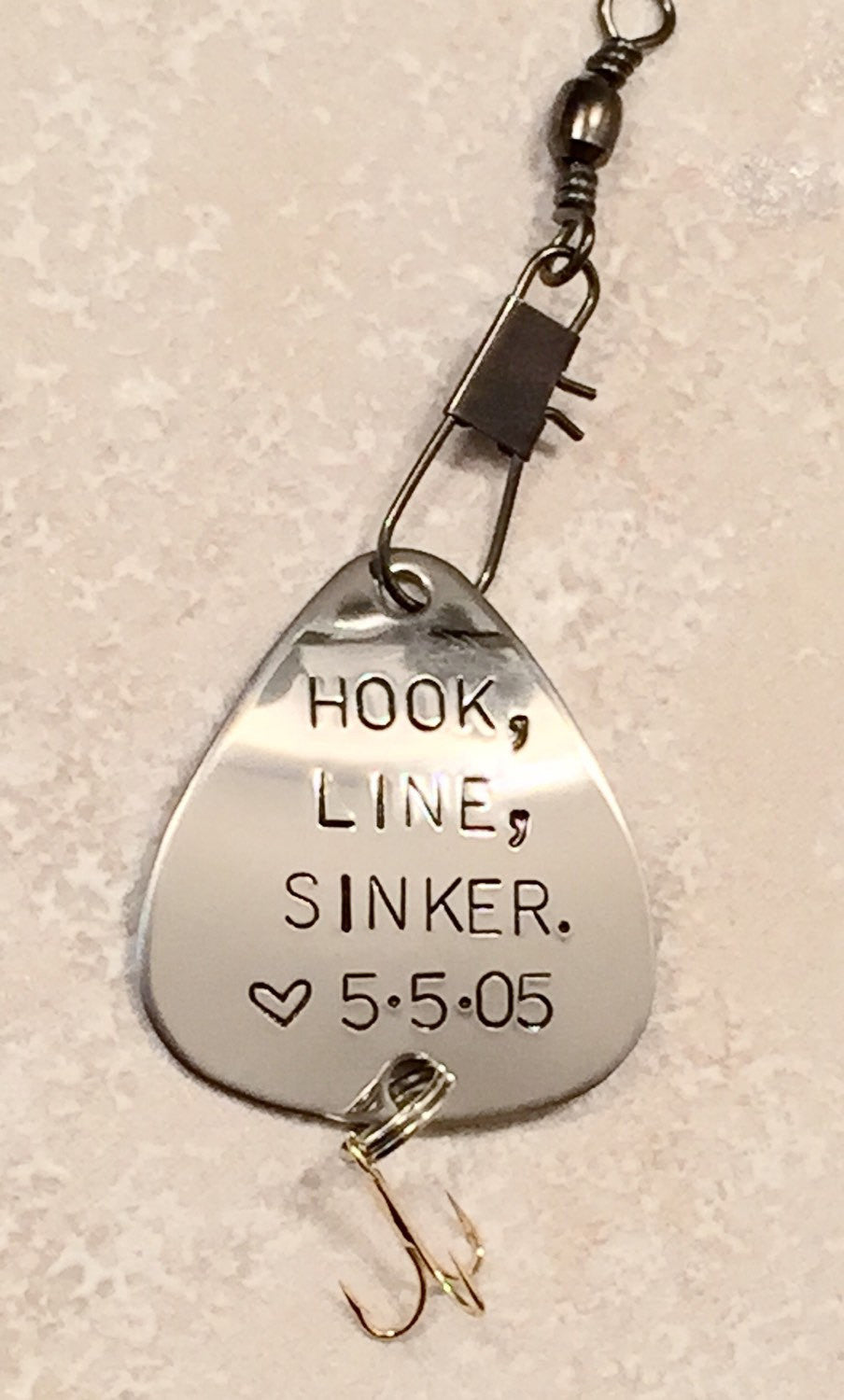 Hook Line and Sinker Fishing Lure, Personalized - Natashaaloha, jewelry, bracelets, necklace, keychains, fishing lures, gifts for men, charms, personalized,