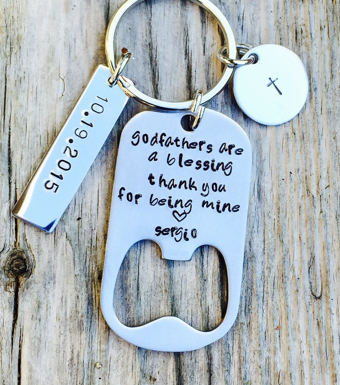Godfather Keychain, Personalized - Natashaaloha, jewelry, bracelets, necklace, keychains, fishing lures, gifts for men, charms, personalized,