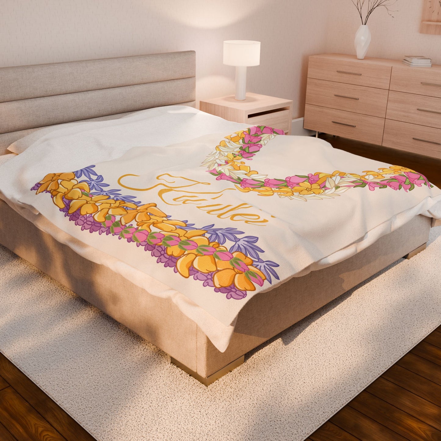Personalized Puakenikeni Lokelani Hawaiian Lei Blanket