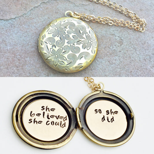 She Believed She Could So She Did Locket - Natashaaloha, jewelry, bracelets, necklace, keychains, fishing lures, gifts for men, charms, personalized,