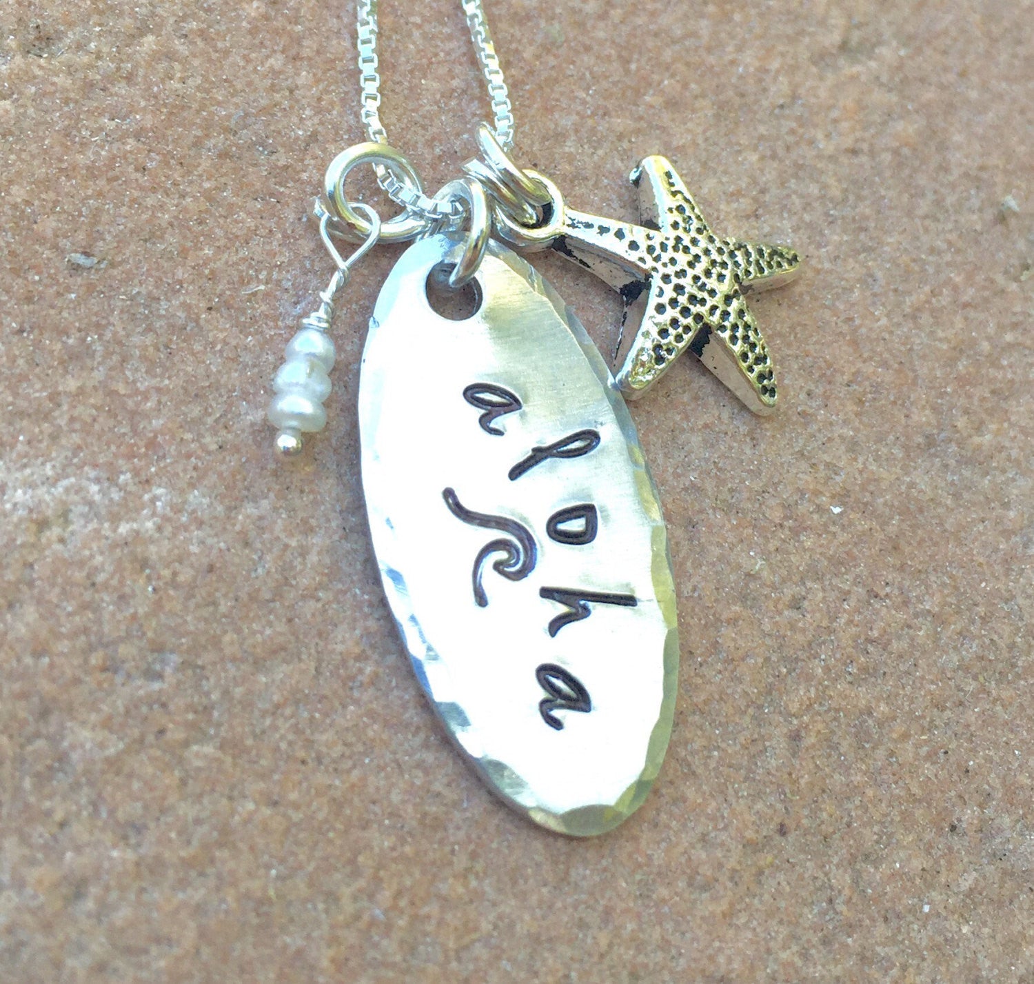 Aloha Necklace, Wave Necklace, Hawaii Necklace, Hawaiian necklace - Natashaaloha, jewelry, bracelets, necklace, keychains, fishing lures, gifts for men, charms, personalized, 