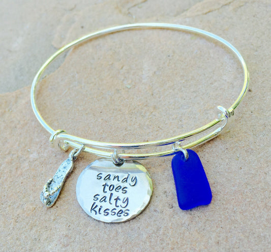 Sandy Toes Salty Kisses Bracelet, Beach Bracelet, Hawaiian Jewelry, Natashaaloha - Natashaaloha, jewelry, bracelets, necklace, keychains, fishing lures, gifts for men, charms, personalized, 