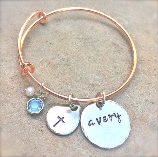 Children's Custom Bangle, Christian Gifts, Baptism Gift - Natashaaloha, jewelry, bracelets, necklace, keychains, fishing lures, gifts for men, charms, personalized, 
