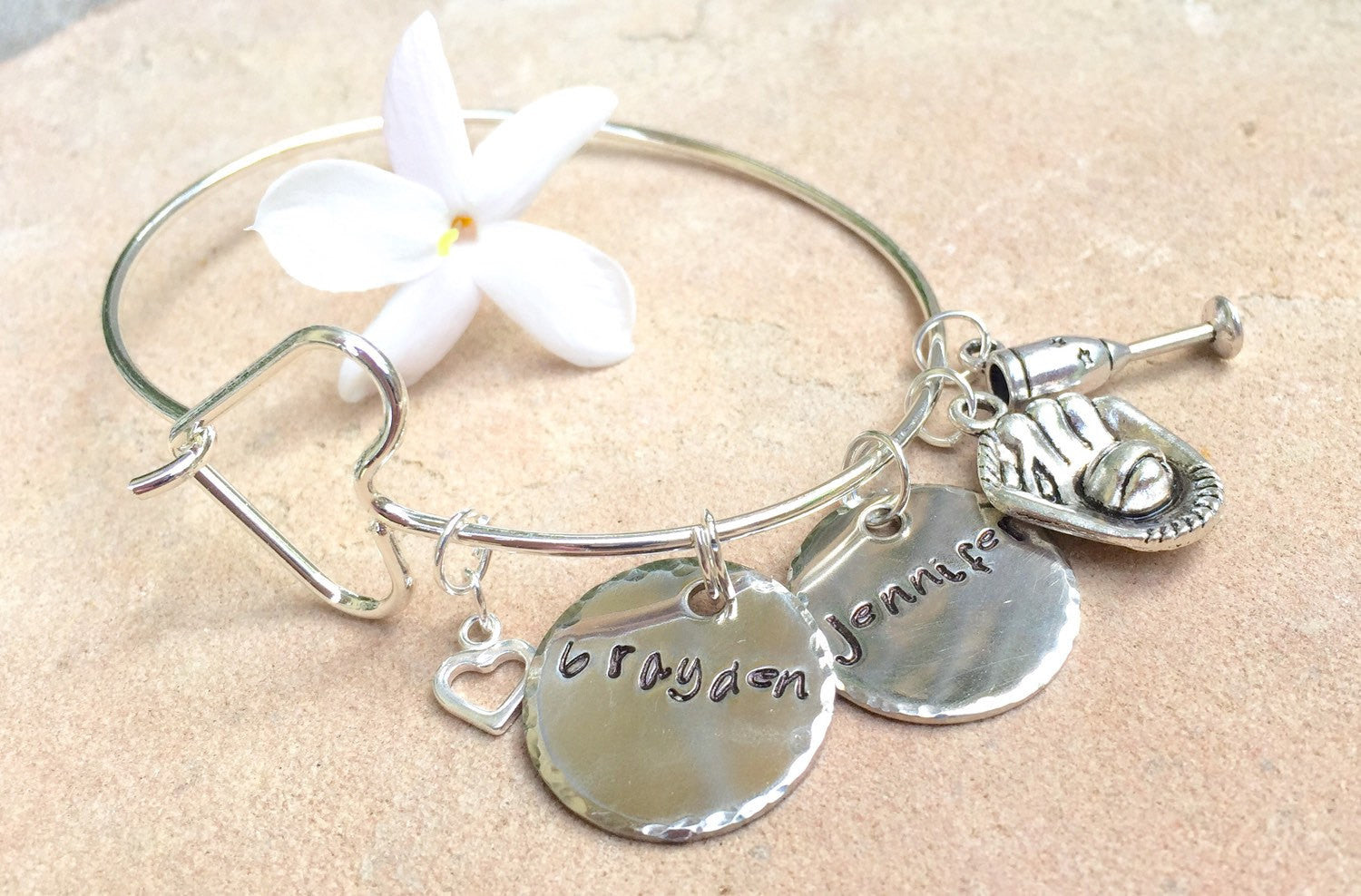 Mother Bracelet, Personalized Bangle Bracelet, Custom Bangle, Personalized Family Bangle, Hand Stamped Custom Bangle, Valentine Gifts - Natashaaloha, jewelry, bracelets, necklace, keychains, fishing lures, gifts for men, charms, personalized, 