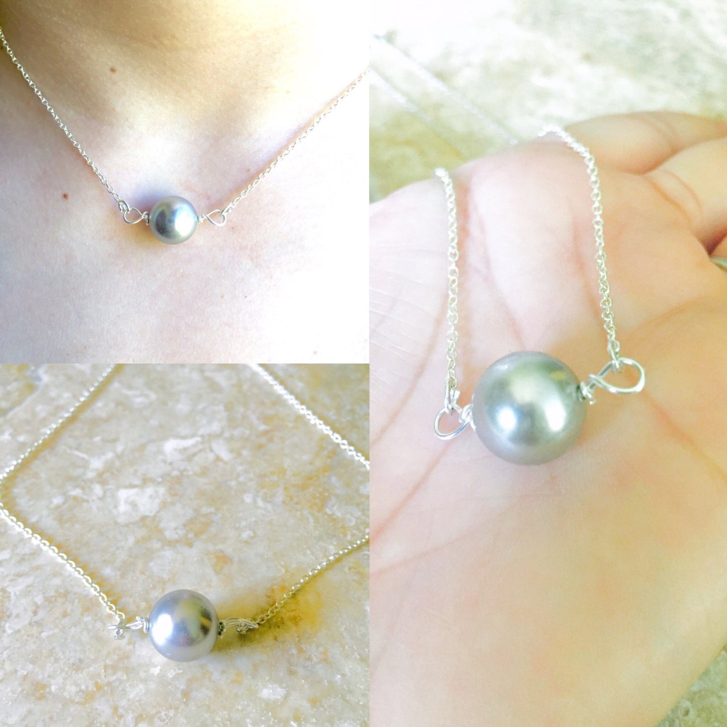 Floating Pearl Necklace, Pearl Necklace , Classic Pearl Necklace, Urban Pearl, Hawaiian Jewelry, natashaaloha - Natashaaloha, jewelry, bracelets, necklace, keychains, fishing lures, gifts for men, charms, personalized, 