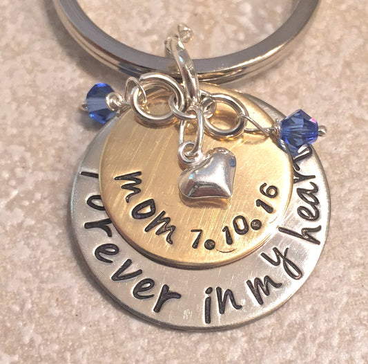 Memorial Keychain, Forever In My Heart, Loss Of Loved One, Loss of Mom, Loss of Dad, Memorial Gift, natashaaloha - Natashaaloha, jewelry, bracelets, necklace, keychains, fishing lures, gifts for men, charms, personalized,