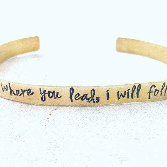 Where You Lead I Will Follow Bracelet - Natashaaloha, jewelry, bracelets, necklace, keychains, fishing lures, gifts for men, charms, personalized,
