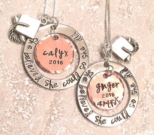 Personalized Graduation Necklace, High School Graduation Gift, College Graduation Gift, Graduation Necklace, natashaaloha - Natashaaloha, jewelry, bracelets, necklace, keychains, fishing lures, gifts for men, charms, personalized, 