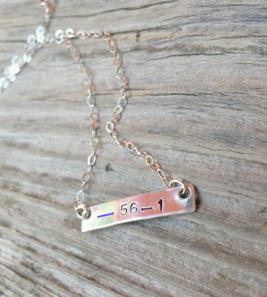 Thin Blue Line Personalized Bar Necklace, Police Necklace - Natashaaloha, jewelry, bracelets, necklace, keychains, fishing lures, gifts for men, charms, personalized,