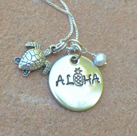 Hawaiian Jewelry, Hawaiian Necklace, Pineapple Necklace, Aloha Pineapple Necklace , Hawaii, Aloha Necklace, natashaaloha - Natashaaloha, jewelry, bracelets, necklace, keychains, fishing lures, gifts for men, charms, personalized,