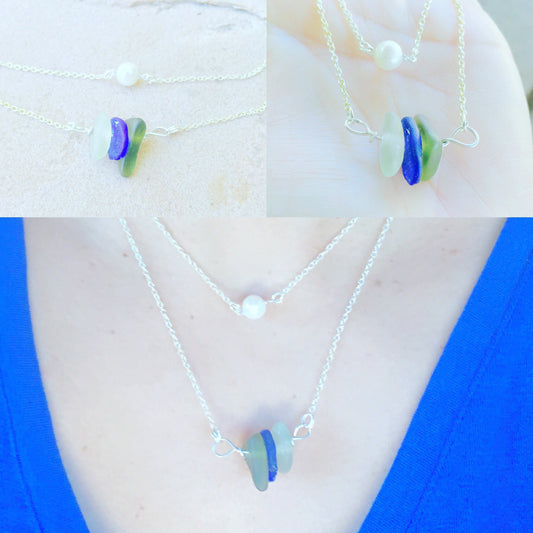 Sea Glass Necklace, Pearl Necklace, Hawaiian Jewelry, Natashaaloha - Natashaaloha, jewelry, bracelets, necklace, keychains, fishing lures, gifts for men, charms, personalized, 