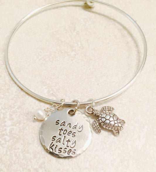 Sandy Toes Salty Kisses Bracelet, Beach Bracelet, Hawaiian Jewelry, Natashaaloha - Natashaaloha, jewelry, bracelets, necklace, keychains, fishing lures, gifts for men, charms, personalized,