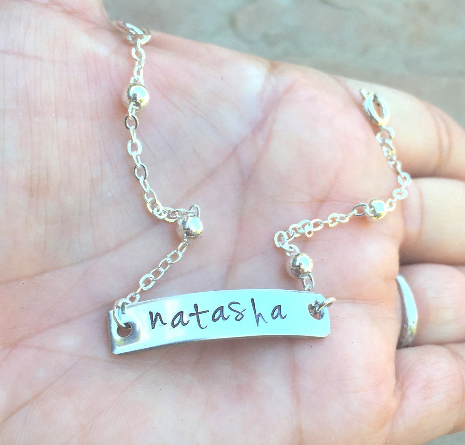 Monogram Bracelet, Name Bracelet, Bar Bracelet, Personalized Hand Stamped Bracelet, Monogram, natashaaloha - Natashaaloha, jewelry, bracelets, necklace, keychains, fishing lures, gifts for men, charms, personalized, 