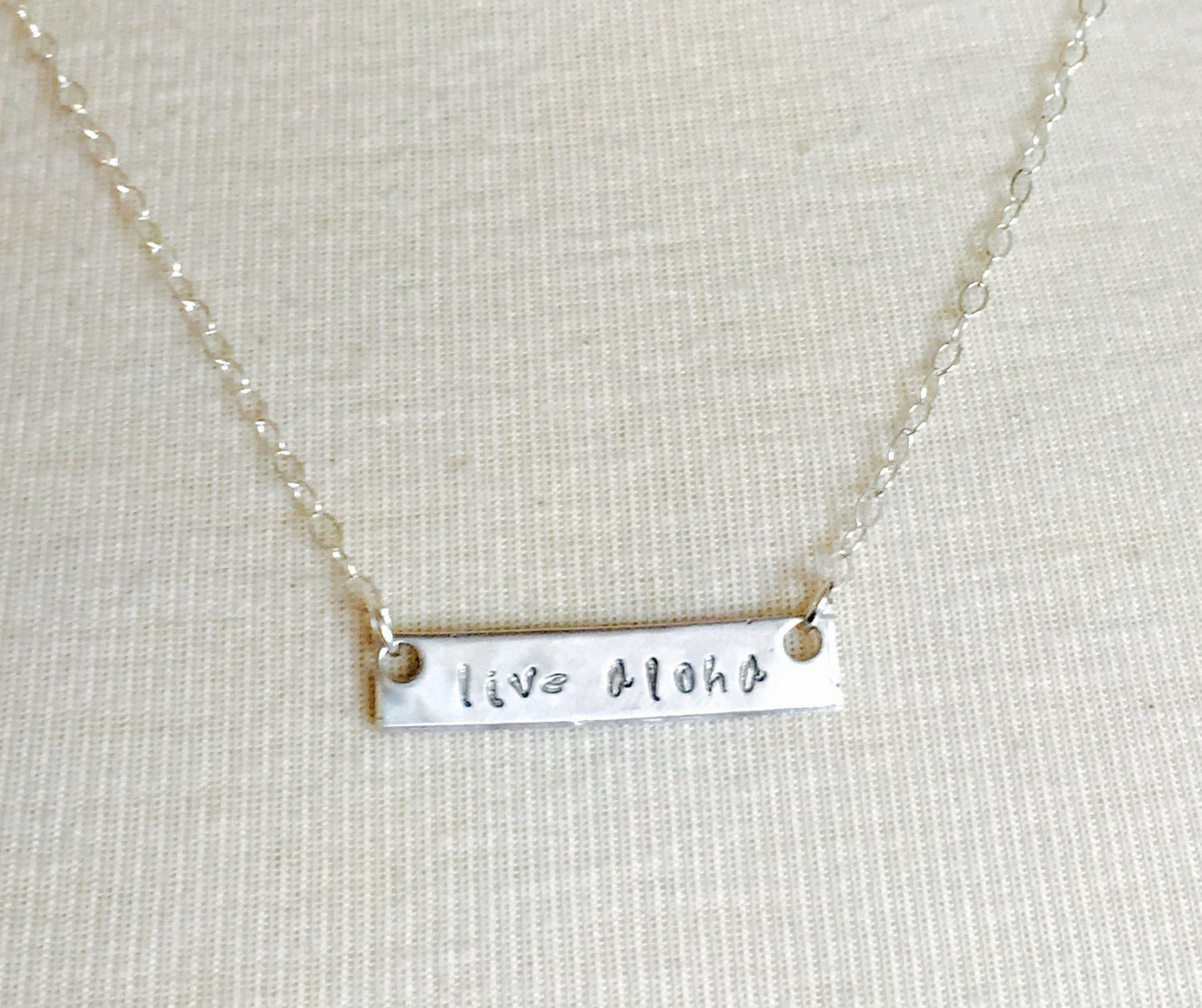 Live Aloha Necklace, Sterling Bar Necklace, Name Necklace, Monogram Necklace, Mothers Day Necklace - Natashaaloha, jewelry, bracelets, necklace, keychains, fishing lures, gifts for men, charms, personalized, 