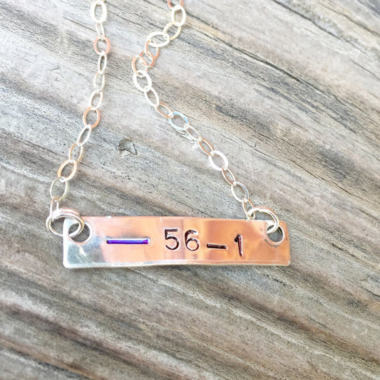 Thin Blue Line Personalized Bar Necklace, Police Wife Necklace - Natashaaloha, jewelry, bracelets, necklace, keychains, fishing lures, gifts for men, charms, personalized,