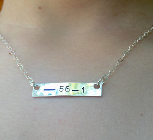 Thin Blue Line Personalized Bar Necklace, Police Wife Necklace - Natashaaloha, jewelry, bracelets, necklace, keychains, fishing lures, gifts for men, charms, personalized, 