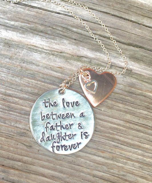 The Love Between A Father and Daughter is Forever Necklace - Natashaaloha, jewelry, bracelets, necklace, keychains, fishing lures, gifts for men, charms, personalized, 