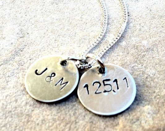 Initial and Date Necklace, Anniversary Necklace - Natashaaloha, jewelry, bracelets, necklace, keychains, fishing lures, gifts for men, charms, personalized,