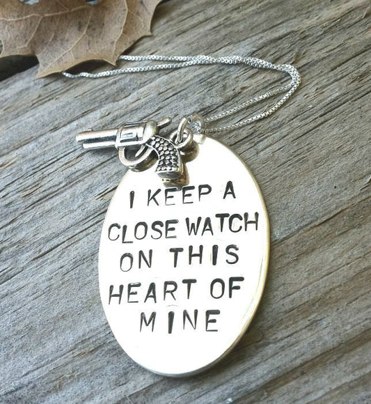 I Keep A Close Watch On This Heart Of Mine, Valentine gifts, Handmade Hand Stamped, Close Watch, This Heart of Mine, Johny Cash Necklace - Natashaaloha, jewelry, bracelets, necklace, keychains, fishing lures, gifts for men, charms, personalized,