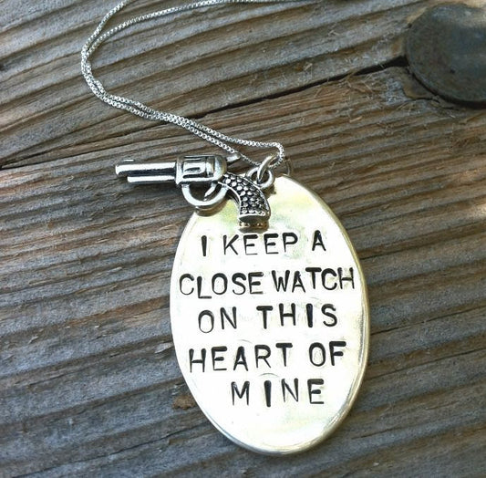 I Keep A Close Watch On This Heart Of Mine, Valentine gifts, Handmade Hand Stamped, Close Watch, This Heart of Mine, Johny Cash Necklace - Natashaaloha, jewelry, bracelets, necklace, keychains, fishing lures, gifts for men, charms, personalized,