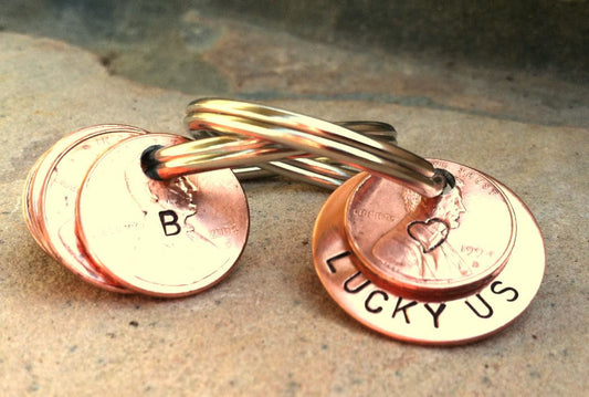 Penny Keychain, Personalized Penny Keychain, Anniversary Gift Keychain, Natashaloha - Natashaaloha, jewelry, bracelets, necklace, keychains, fishing lures, gifts for men, charms, personalized, 