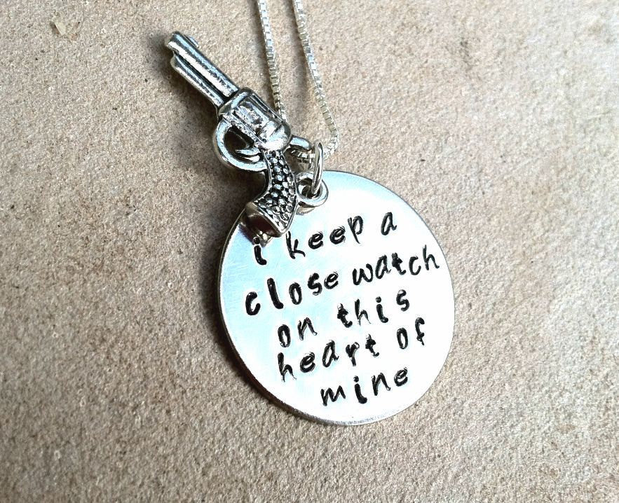 Johnny Cash Necklace, I Keep A Close Watch, Natashaaloha - Natashaaloha, jewelry, bracelets, necklace, keychains, fishing lures, gifts for men, charms, personalized, 