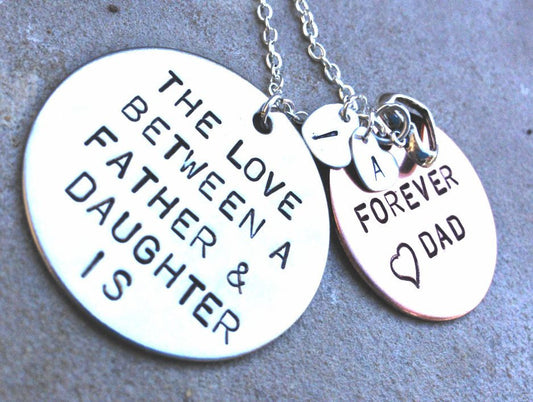 The Love Between A Father and Daughter is Forever, Daughter Gift, Father Daughter Necklace, Personalized from dad, Custom Father Daught - Natashaaloha, jewelry, bracelets, necklace, keychains, fishing lures, gifts for men, charms, personalized,