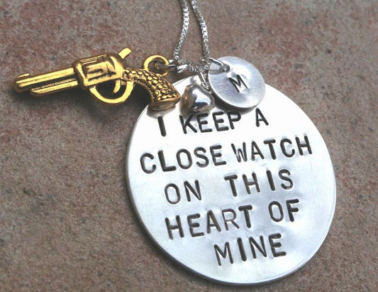 Sterling Silver Johnny Cash Necklace, Keep A Close Watch - Natashaaloha, jewelry, bracelets, necklace, keychains, fishing lures, gifts for men, charms, personalized, 