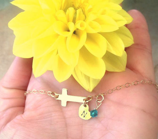 Baby Bracelet,First Communion Bracelet, Cross Bracelet, Personalized Cross Bracelet, natashaaloha - Natashaaloha, jewelry, bracelets, necklace, keychains, fishing lures, gifts for men, charms, personalized,