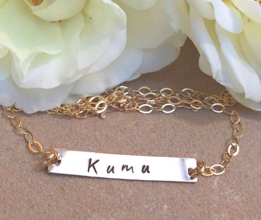 Personalized Gold Bar Necklace, Valentine Gifts Mom, Mothers Day, Monogram Necklace, Initial Bar Necklace, Name Necklace,natashaaloha - Natashaaloha, jewelry, bracelets, necklace, keychains, fishing lures, gifts for men, charms, personalized, 