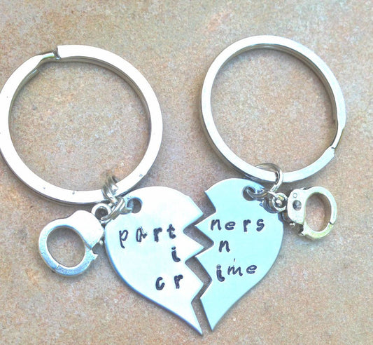 Partners In Crime Keychain, Christmas Gifts Couples, Natashaaloha - Natashaaloha, jewelry, bracelets, necklace, keychains, fishing lures, gifts for men, charms, personalized,