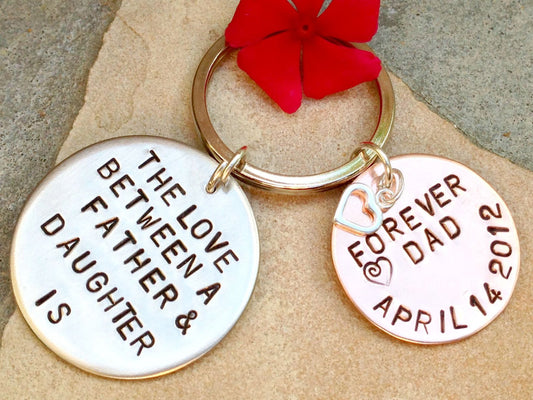 the love between a father and daughter is forever, father daughter keychain, gifts from dad, gifts to daughter, key chains - Natashaaloha, jewelry, bracelets, necklace, keychains, fishing lures, gifts for men, charms, personalized,