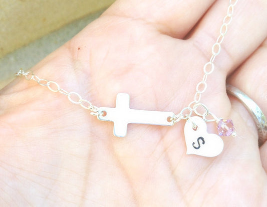 cross bracelet, initial bracelet,childrens bracelet, first communion, cross jewelry, baby bracelet, babies first bracelet - Natashaaloha, jewelry, bracelets, necklace, keychains, fishing lures, gifts for men, charms, personalized, 