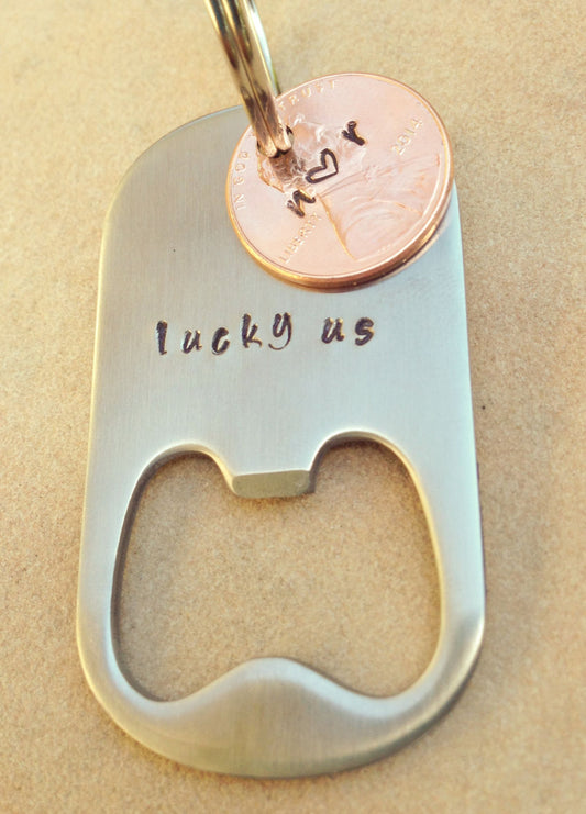Lucky Us Keychain, Lucky Us Bottle Opener Keychain - Natashaaloha, jewelry, bracelets, necklace, keychains, fishing lures, gifts for men, charms, personalized, 