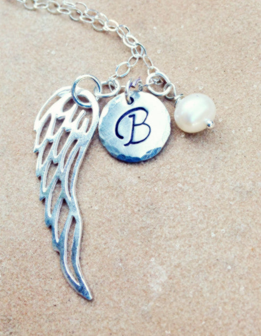 Personalized Necklace, Christmas Gift, Angel Wing Necklace, Gifts for Mom, Gifts for Daughter, natashaaloha - Natashaaloha, jewelry, bracelets, necklace, keychains, fishing lures, gifts for men, charms, personalized, 
