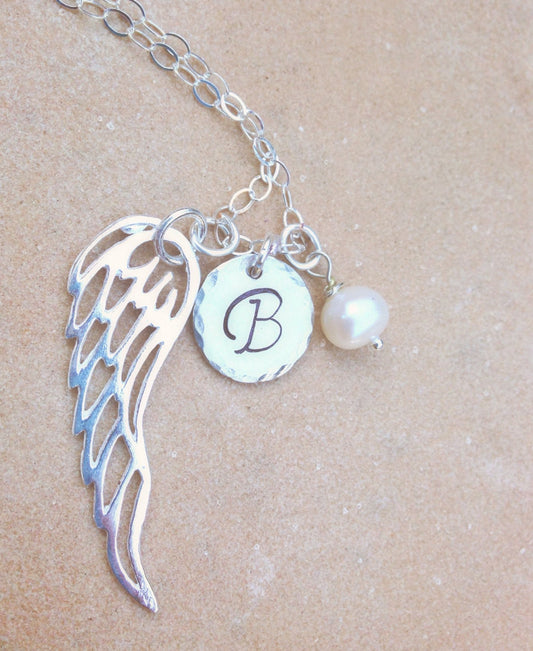 Personalized Necklace, Christmas Gift, Angel Wing Necklace, Gifts for Mom, Gifts for Daughter, natashaaloha - Natashaaloha, jewelry, bracelets, necklace, keychains, fishing lures, gifts for men, charms, personalized, 