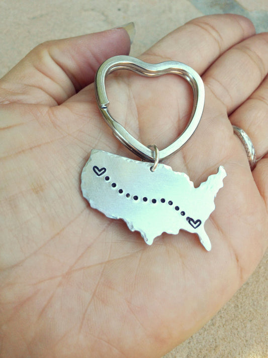 United States Keychain, Personalized Couples Keychains - Natashaaloha, jewelry, bracelets, necklace, keychains, fishing lures, gifts for men, charms, personalized, 