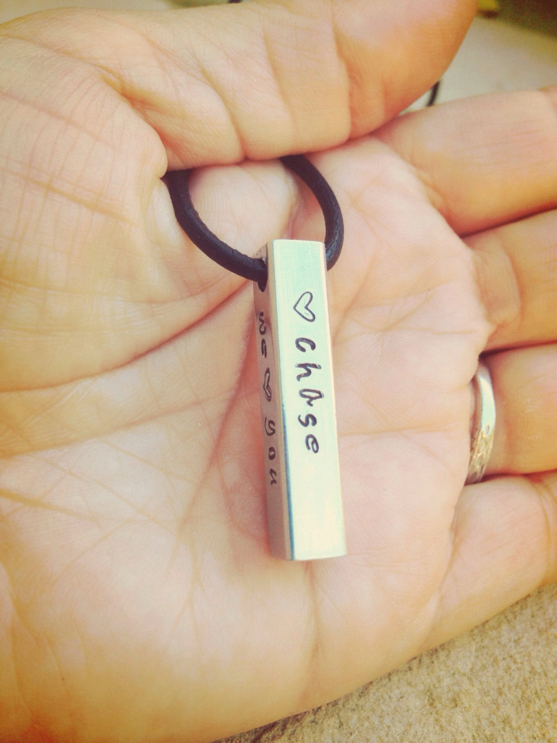 Mens Personalized Bar Necklace, Fathers Day Gift, Dad Necklace, Hand Stamped Bar Necklace, Mens Personalized Necklace, Gifts for Men - Natashaaloha, jewelry, bracelets, necklace, keychains, fishing lures, gifts for men, charms, personalized, 