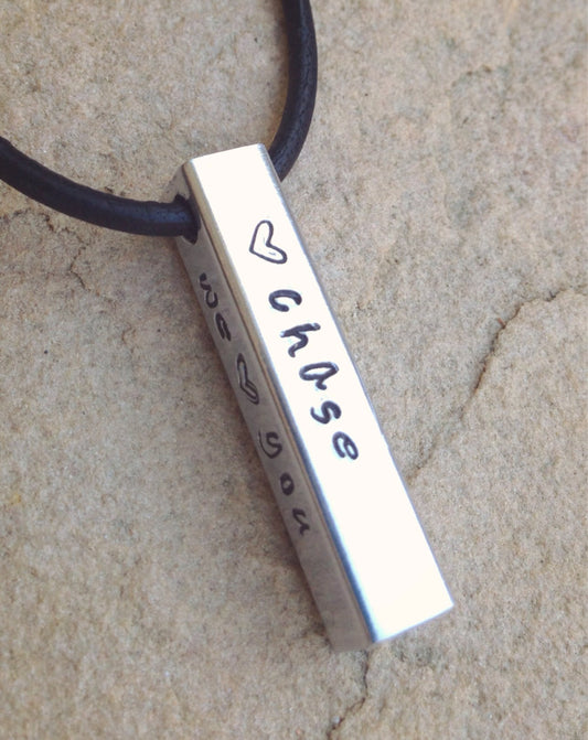 Men's Bar Necklace, Christmas Gifts For Dad, Personalized Dad Necklace - Natashaaloha, jewelry, bracelets, necklace, keychains, fishing lures, gifts for men, charms, personalized, 
